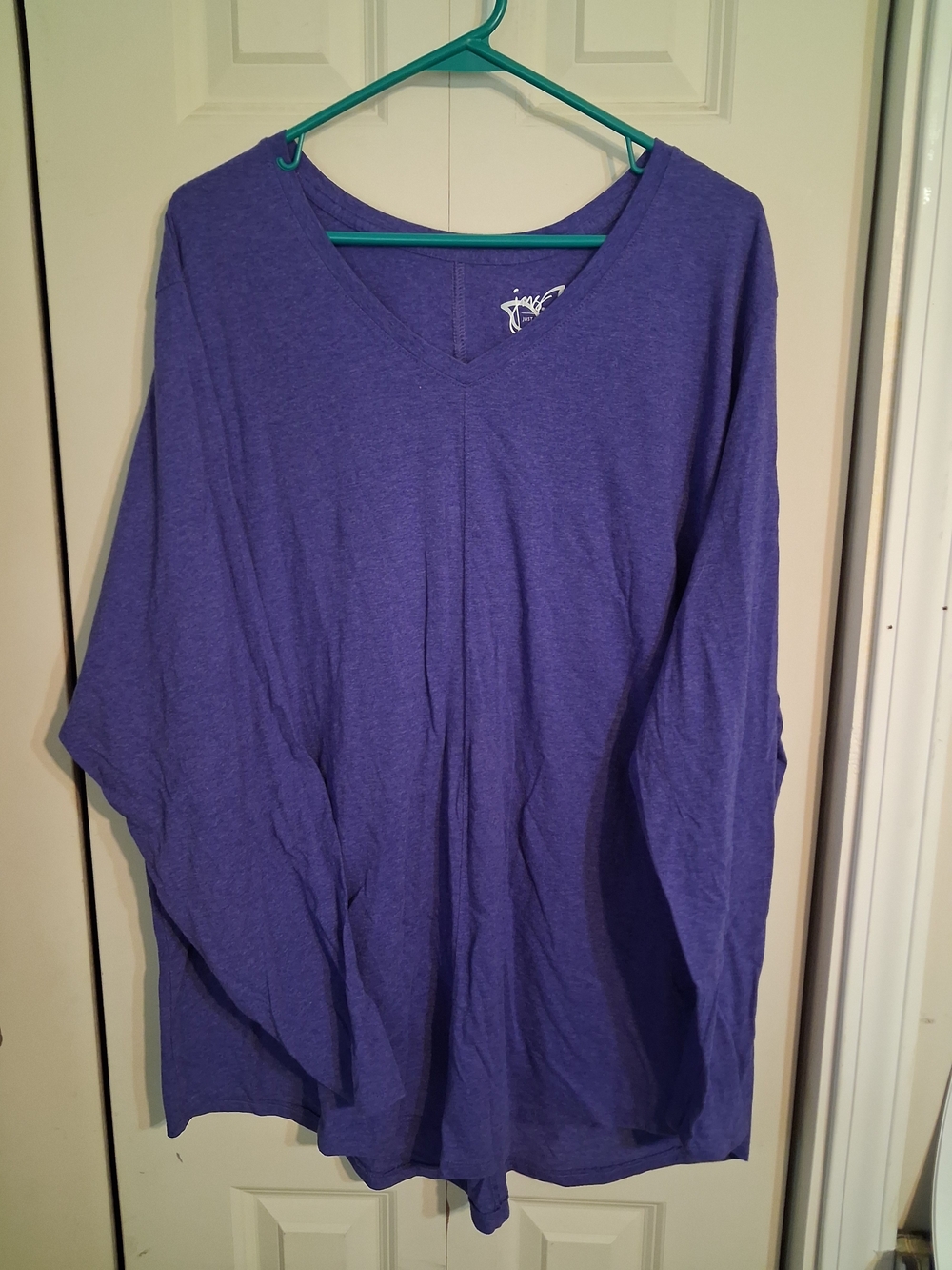 Just My Size Purple V-Neck Long Sleeve Top